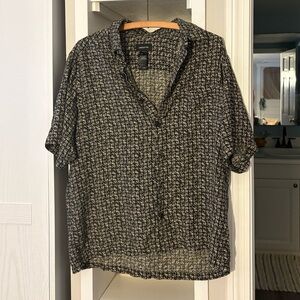Claiborne Black and Cream Geometric Shirt